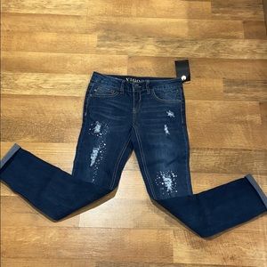 VIGOSS BLUE ankle skinny ripped JEANS!